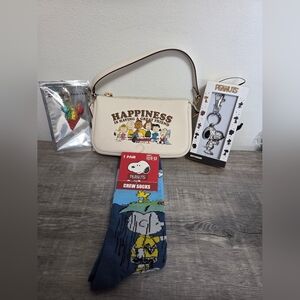 New COACH X Peanuts Notila 19 With Both Fob's N Socks